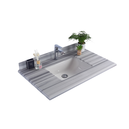 LAVIVA White Stripes Countertop, 36", Single Hole with Rectangle Sink 313SQ1H-36-WS
